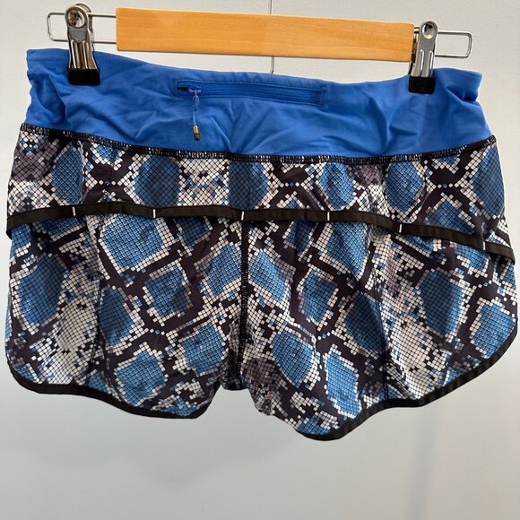 Lululemon Run Speed Short 4-way Stretch Mini Ziggy Snake Caspian Blue Size 6 - Picture 3 of 4
